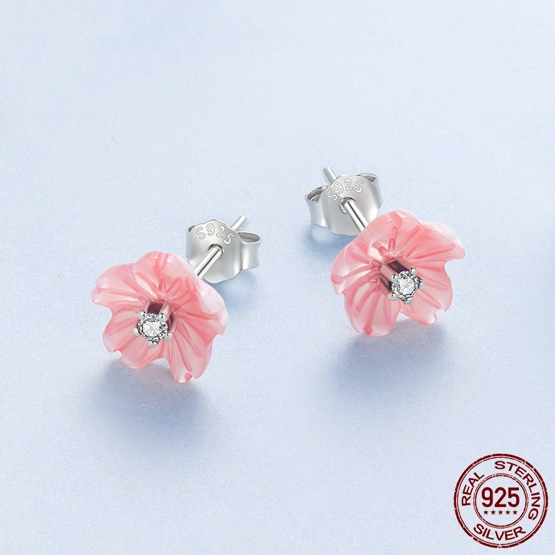 Romantic Fritillary Stud Earrings Sweet Elegant Graceful S925 Sterling Silver