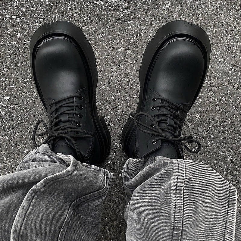 Black Platform Height Increased By 7cm Casual Martin Boots