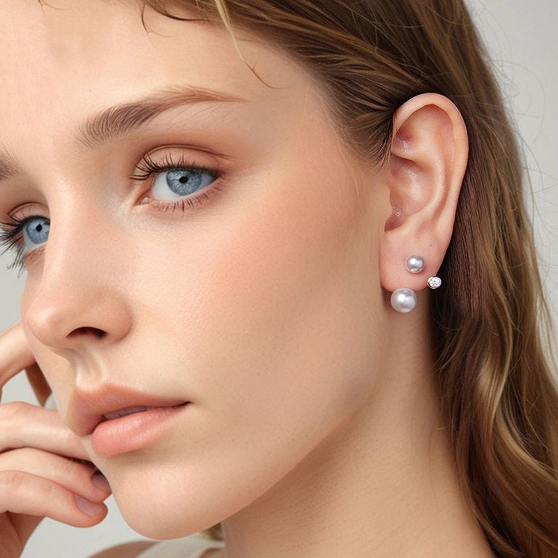 Original Design Two Ways Pearl Stud Earrings