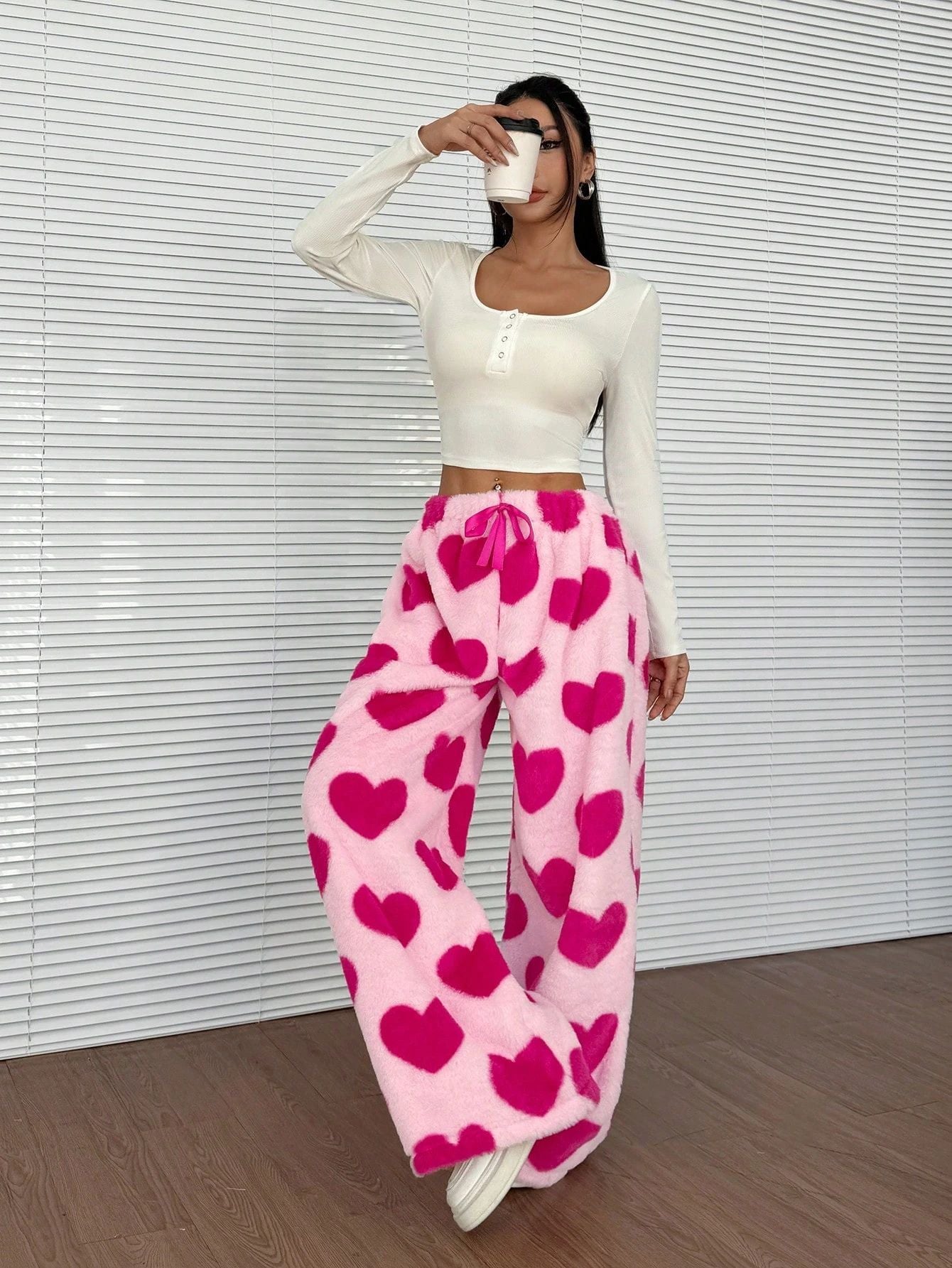 New Casual Leopard Print Lace-up Wide-leg Pants