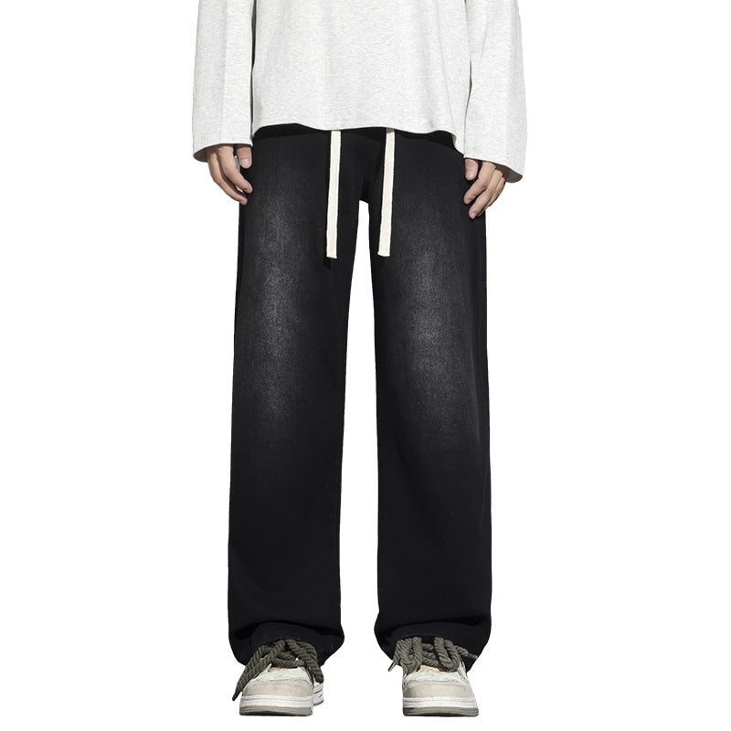 Mens Relaxed Wide Leg Minimalist And Comfortable Jeans