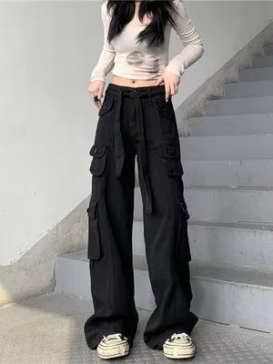 Women's American Vintage Multi-pocket Distressed Loose Cargo Pants