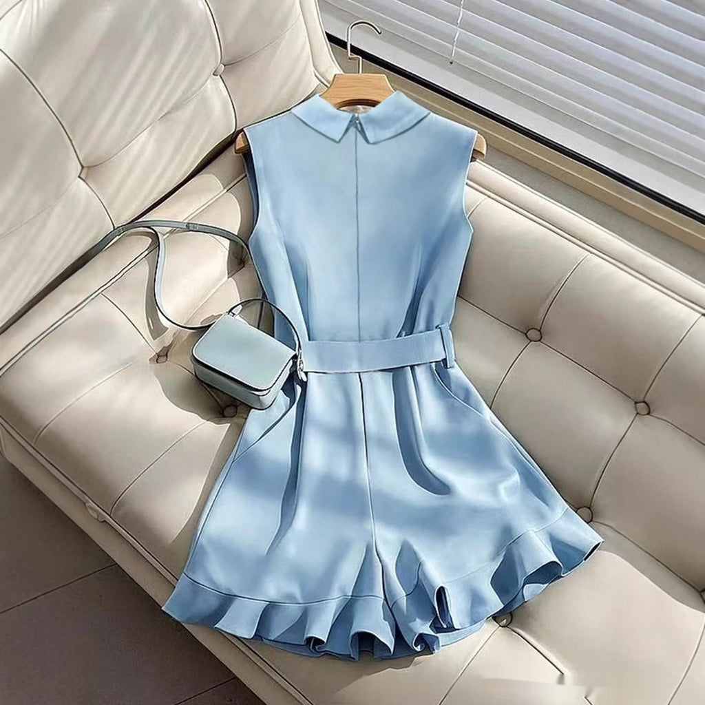 Women's Belted Vest Straight-leg Pants Fashion Set