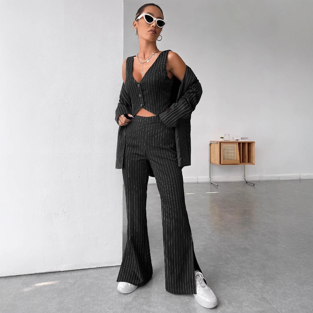 Striped Casual Coat For Women