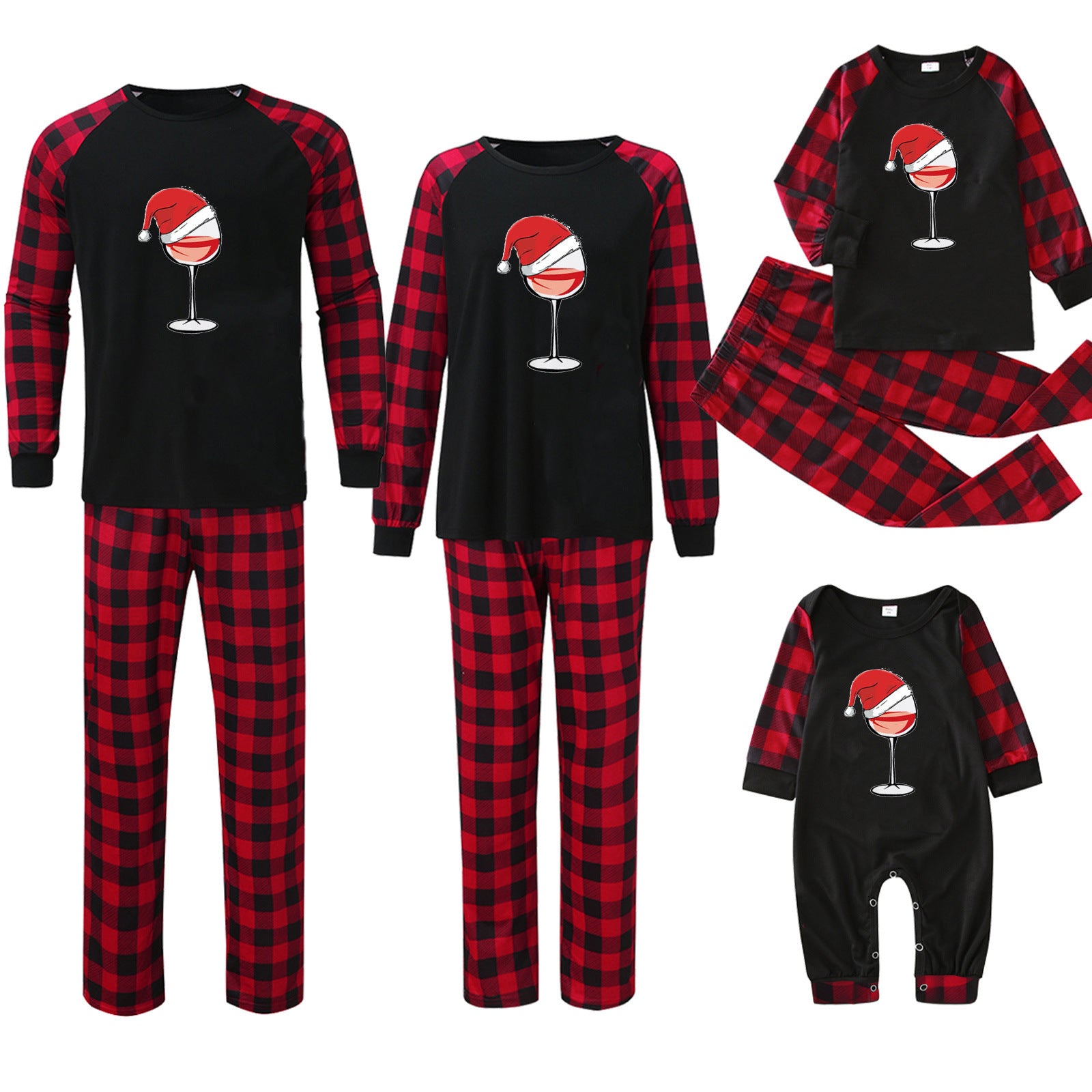 Plaid Stitching Printing Christmas Homewear Parent-child Suit