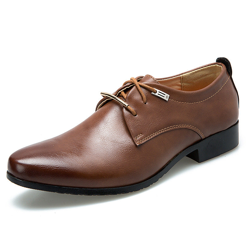 Business Formal Men's British Leather Shoes Lace-up Casual Shoes