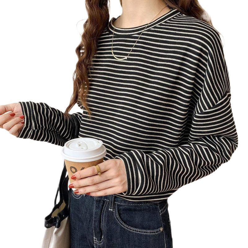 Simple Women's Striped Crewneck Sweatshirt