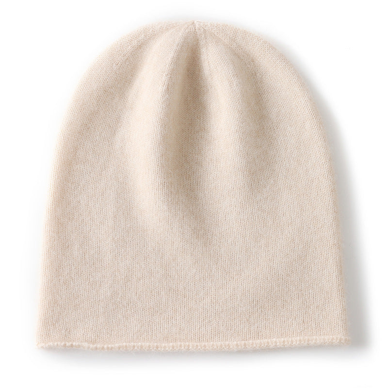 Cashmere Hat For Women Curled Brim Knitted Hat