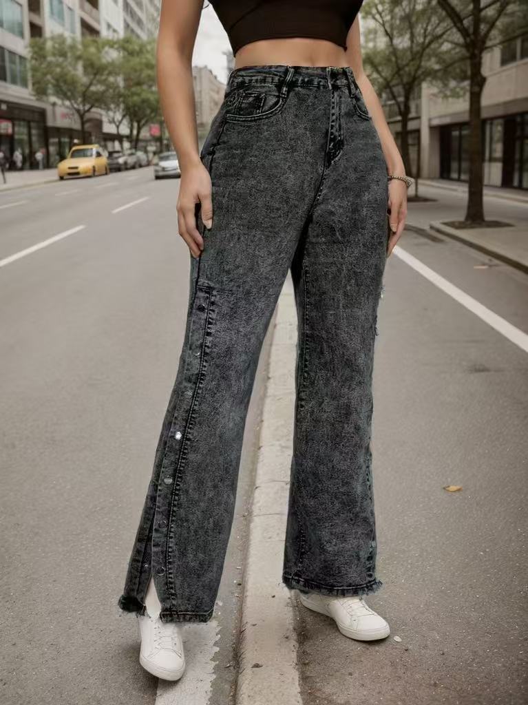 Retro Mid-waist Stretch Flared Jeans For Women