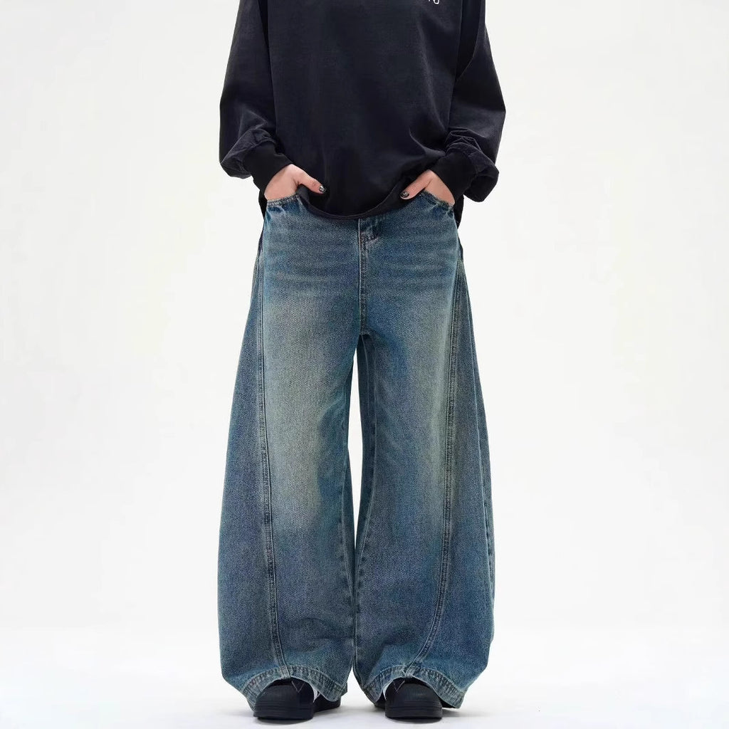 American Retro Washed Distressed Machete Design Jeans