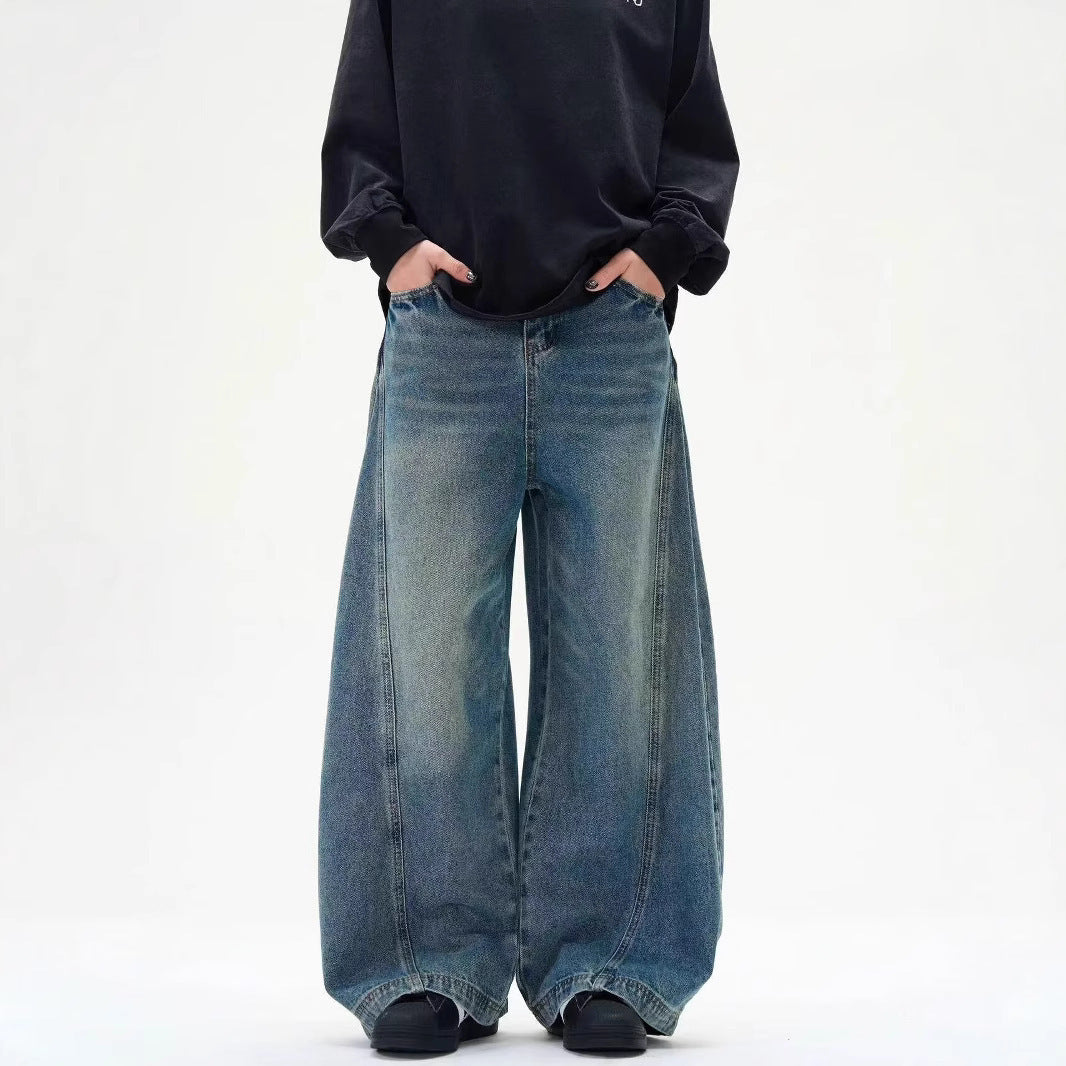 American Retro Washed Distressed Machete Design Jeans