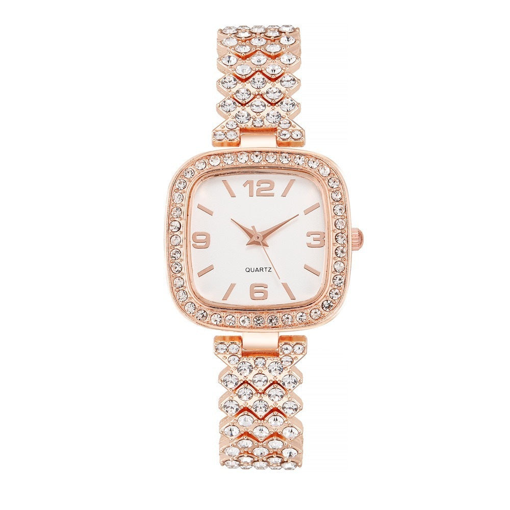 Small Square Watch Full Diamond Women's Bracelet Gift Box